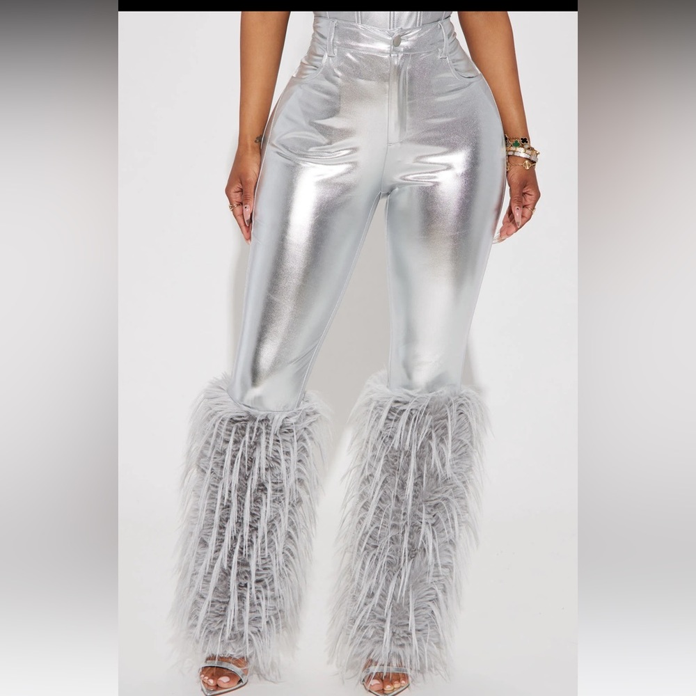 Silver fur pants